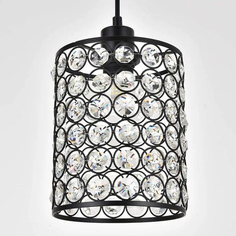 Close-up of 2 Pack Chrome Crystal Pendant Lights With Long Adjustable Cords, Modern Silver Ceiling Fixtures, crystal detail