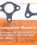 Gasket for Heavy Duty Exhaust Muffler Studs And Nuts Kit For Honda GX240 GX270 GX340 GX390 Engines, used in generators and lawn mowers.