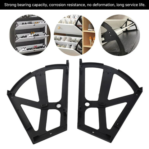 Double Layer Shoe Cabinet Hinges Kit With Four ABS Hinge Units And Twenty Installation Accessories shown in close-up view