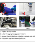 Pneumatic And Manual Oil Extractor Pump With 6.5 Liter Capacity Vacuum Evacuation tutorial steps showing installation process.