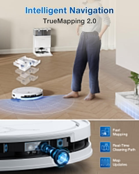 Deebot T50 Pro Omni Robot Vacuum And Mop Built For Busy Homes No Fuss Cleaning With 3.19 Inch Ultra Slim Body 15000Pa Suction