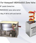 Front view: Honeywell V8043e1012 zone valve motor with 18in leads and end switch