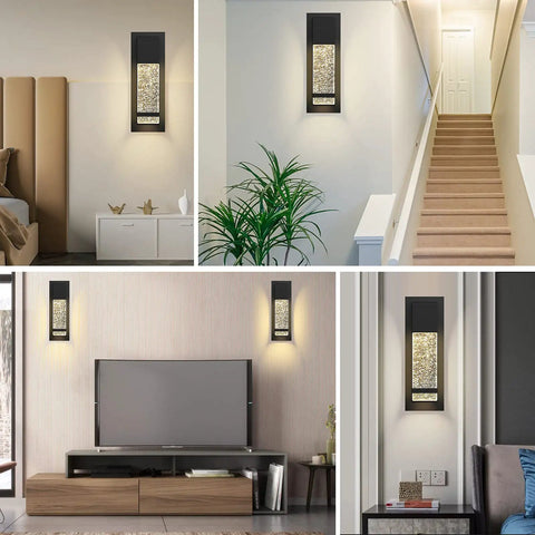 Modern Crystal Bubble Glass LED Wall Sconce Light 12W 3000K Cozy Warm White Dimmable Outdoor Indoor Wall Fixture in various settings