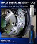 Pro Grade 15 Piece Drum And Disc Brake Tool Kit With Brake Spring Pliers Caliper Brushes And Drum Brake Spring Tool shown in use