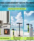 Three refill options for Compact 0.5L Mini Scuba Tank Portable Reusable Underwater Breathing Pony Bottle With DOT Certification