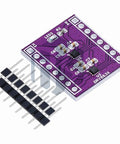 DC H Bridge Motor Driver Module For One And Two Channel Systems, 1.8A Output, Dope Stepper And DC Motor Controller Board For Arduino And Robotics, Plug And Play, Compact Durable Design For Projects. Purple DRV8837 PCB module with pin headers