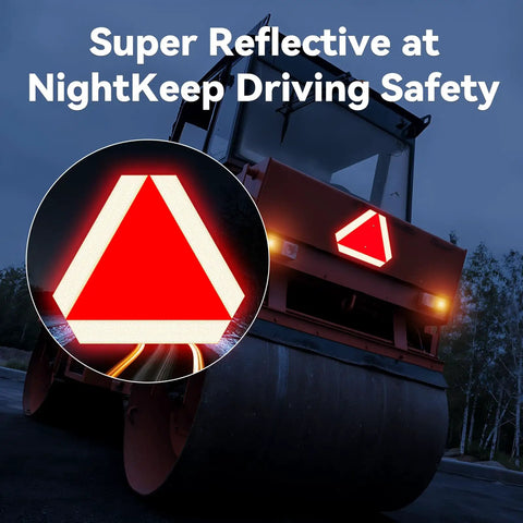 Rust Free Aluminum Slow Moving Vehicle Triangle Sign 14 By 16 Inch With 40 Mil Diamond Grade Reflective Material for night safety.