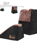 Combo Front And Rear Shooting Rest Bag With Soft Leather Upper And Durable Canvas Base for stable gun rest, black color
