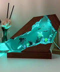 Cool Octopus Resin Lamp With Wooden Base Handcrafted Ocean Night Light RGB Color Changing Ambient Lamp For Bedroom Decor