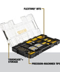 FlexTorq 100 Piece Impact Driver Bit Set With Beefed Up Magnetic Screw Lock Sleeve Clear Lid Case CNC Machined Bits Durable Uncoated Steel