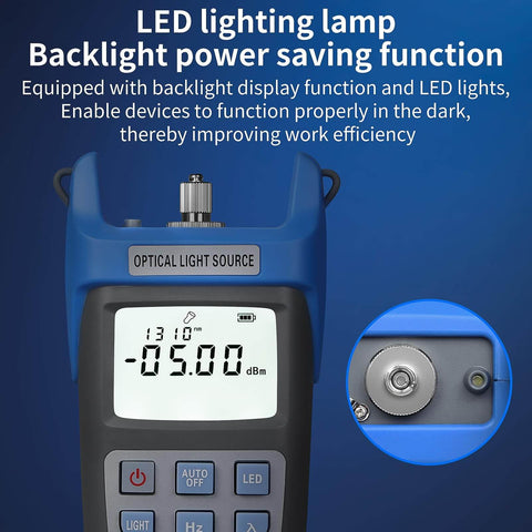 Pro Grade Rechargeable Fiber Optic Light Source And Power Meter For Single Mode Testing With Dual Wavelength 1310 Nm And 1550 Nm, LED display.