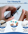 Dope USB C Dust Plug With Speaker Cover And 5 In 1 Cleaning Kit for everyday tech showing cleaning phone port with brush