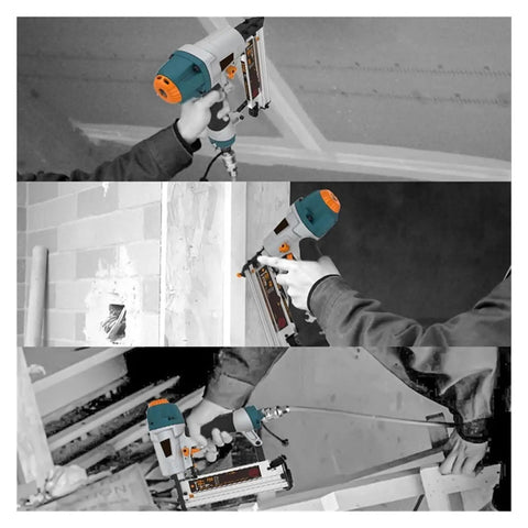 Hella Lightweight Pneumatic Air Brad Nailer For Carpentry And Fine Finish Work With Adjustable Depth Control Ergonomic Grip Reduces Hand Fatigue Smooth Operation No Sweat Build Projects Compatible With T50 F50 Coil