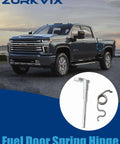Upgrade Metal Fuel Door Hinge Repair Kit With Spring Pin For Chevy Silverado And GMC Sierra Trucks 2019 To 2025 Fits 1500 2500 3500 Replaces 84745940 84745944 Easy Install Beefy Steel; fuel door spring hinge kit shown with spring pin