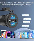 4 Port 12V Usb Car Charger Switch Panel With Pd30w Qc18w Fast Charge Plus Waterproof 150W Cigarette Lighter Socket Heavy Duty view with charging ports