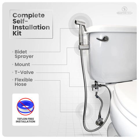Toilet with Bidet Sprayer for Toilet and Cloth Diaper Washer Handheld Toilet Sprayer Easy 10 Minute Installation With Mounting Hardware