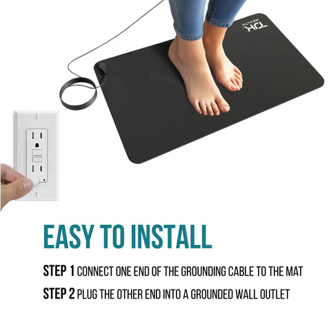 Person using Grounding Mat For Feet And Desk Earthing Pad Kit For Sleep Better Rest Pain Relief Earth Ground therapy