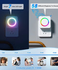 Wireless Door Chime Sensor Alarm When Door Opens For Easy Home Safety Ideal Toddler Barrier And Dementia Care Reminder No Wiring Needed Quick Setup No Fuss Loud Alert For Catching Every Open Door Peaceful Home, white plug-in receiver with LED ring