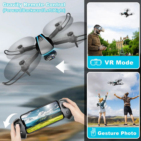 Camera Drone For Adults 1080P HD Foldable Quadcopter With 2 Batteries, VR mode, gesture control, gravity remote control view