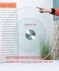 Massive 47 Inch Clear Tempered Glass Lazy Susan Turntable With Killer Smooth Swivel Rotation, showing dimensions and thickness.