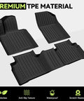 All Weather TPE Floor Mats For 2021 To 2026 Chevy Tahoe And GMC Yukon 8-Seat Models displayed with premium material features.