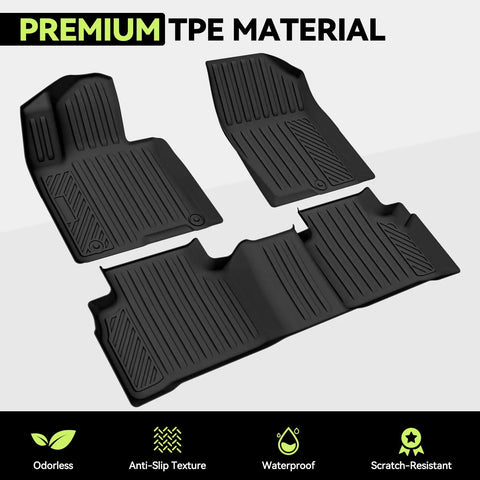 All Weather TPE Floor Mats For 2021 To 2026 Chevy Tahoe And GMC Yukon 8-Seat Models displayed with premium material features.