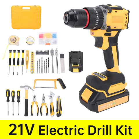 Heavy Duty Workhorse 21V Cordless Impact Driver And Power Drill With 40 Nm Torque 550W Motor 3 In 1 Versatile Set For Concrete Steel And Fastening Total Beast For Weekend Warriors, complete drill kit with accessories.