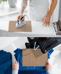 Person using 4 Pack PTFE Teflon Sheets For Heat Press 16x20 Nonstick Transfer Sheets with 3 Rolls Heat Tape Set for sublimation.