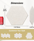 Dimensions of 12 Pack High Density Hexagon Acoustic Panels For Serious Noise Reduction With 0.9 NRC Peel And Stick Wall Decor