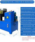 Tough As Nails Electric Hose Crimper And Hydraulic Pipe Press With Forged Steel Head 3600Kn Force 10 Die Sets 220V Power Professional Workhorse For Job Site Setup, blue hydraulic machine with control panel and specs.