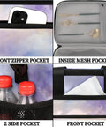 Details of Insulated Picnic Backpack Lunch Bag For Women And Men, Big Capacity Portable Tote with various pockets, purple gradient style