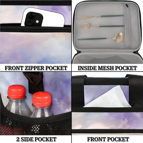 Details of Insulated Picnic Backpack Lunch Bag For Women And Men, Big Capacity Portable Tote with various pockets, purple gradient style