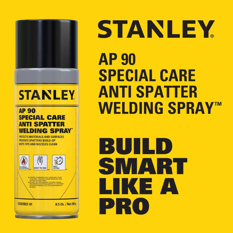 Heavy Duty Welding Anti Spatter Spray 2 Pack 8.5 Oz Each For Arc Mig Tig Tips And Surfaces Silicone Based Non Flammable Formula For Clean Welds And Safer Operations in yellow and black packaging with product details.
