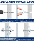 30 Sets Heavy Duty Toggle Bolts Kit For Drywall And Hollow Walls installation guide with step-by-step instructions for use.