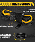 Synthetic Winch Rope For Off Road Recovery Three Eighths Inch By Eighty Five Foot 25000 Lbs With Protective Sleeve Durable