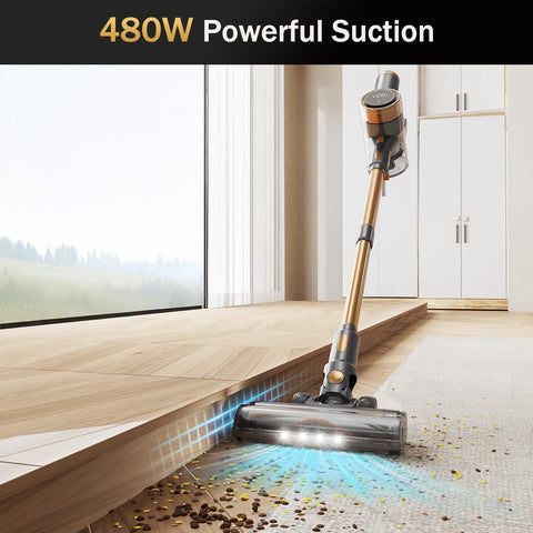 Cordless Vacuum Cleaner 10-In-1 Lightweight Stick With 45-Minute Runtime, Monster Suction, LED display vacuuming hardwood and carpet