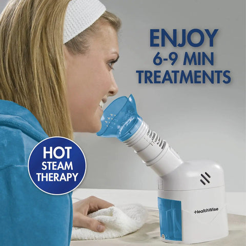 Person using All In One Steam Inhaler And Facial Steamer For Respiratory Relief From Sinus Pressure, Congestion, Colds And Cough Relief