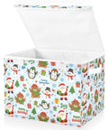 Heavy Duty Foldable Storage Bin With Secure Lid And Easy Grip Handles Built Tough Hollow Frame Collapses Flat, festive design.