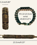 Paracord Bracelet For Men Tactical Survival Gear With Bronze USA Flag Charm Adjustable Three Size Fit Green Camo
