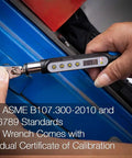 User adjusting Bit-Head Digital Torque Wrench With 1/4 Inch Drive Adaptor, showing LED indicator and digital display
