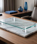 Glass tabletop using 16 Pack Non Adhesive Glass Tabletop Gripper Dots 25x3mm Transparent Rubber Suction Cushions on a wooden desk