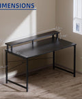 47 Inch Small Computer Desk With Monitor Stand And Headphone Hook Space Saving Home Office Desk Ideal for Small Rooms