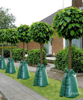 20 Gallon Slow Release Tree Watering Bags Pack Of 3 For Deep Root Hydration And Easy Drip Irrigation on row of trees