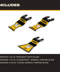 General Purpose Oscillating Tool Blade Set, 3 Piece With Plunge Point Tip, heavy duty coated blades for wood, metal, drywall.