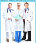 Group of three doctors wearing Three Piece Unisex Pro Lab Coat Set For Women And Men, Long White Medical Coat, Medium size