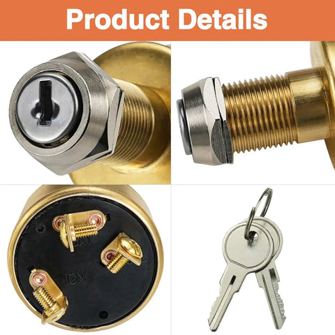 Keyed Marine Boat Ignition Switch With Keys 3 Terminals 3 Position Off Run Start 12V 15A Heavy Duty Marine Electrical Switch