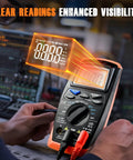 Digital Multimeter Voltage Tester 2000 Counts in use with enhanced visibility display, featuring AC/DC measurement settings.