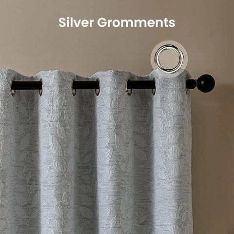 Blackout Curtains For Bedroom And Living Room With Thermal Insulation And Room Darkening, Jacquard 180 GSM Window Curtain Panels, Light Gray