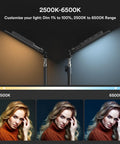 Edge-Lit 13 Inch LED Video Light Panel Kit 2-Pack Bi-Color 2500K-6500K Soft Studio Lights With CRI 95 Plus on stand