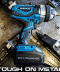 Cordless Impact Wrench Kit With Half Inch Drive Monster Torque 20V Lithium Battery on metal surface